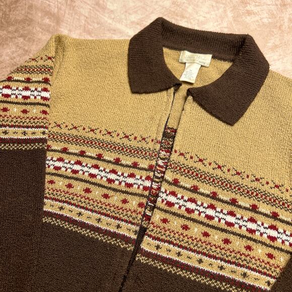 Vintage Y2K Studio Works Fair Isles Cardigan Sweater Open Front Indie Cabincore - Picture 3 of 8